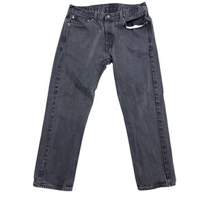 Levis 505 Jeans Mens 36x30 Gray Denim Regular Fit Straight Leg WaterLess Classic